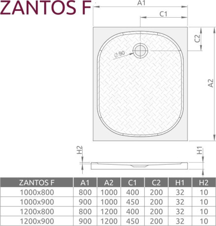 Душовий піддон Radaway Zantos F, 120x80 (M3ZNF1280-06)