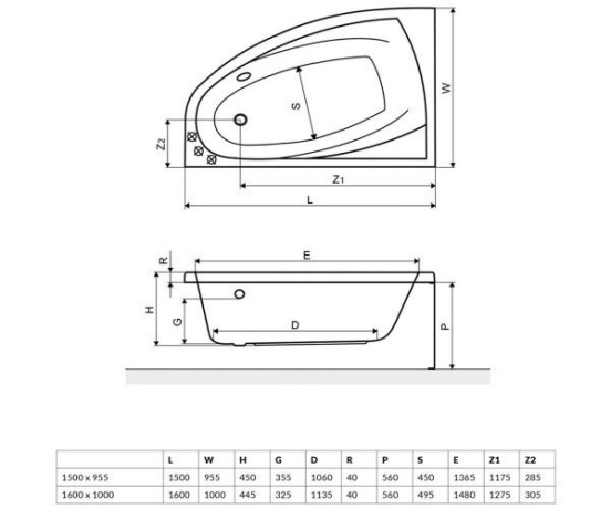 Ванна акрилова Excellent Aquaria Comfort, ліва, 150x95 (WAEX.AQL15WH)