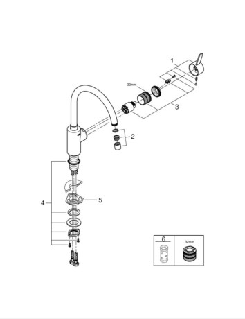 Смеситель для кухни Grohe Eurosmart Cosmopolitan, однорычажный, хром (32843002)