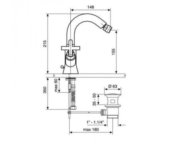 Смеситель для биде Emmevi Spirit New, двухвентильный, хром (CR31054V NEW)
