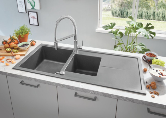 Кухонна мийка гранітна Grohe K400, 116x50, сірий (31643AT0)