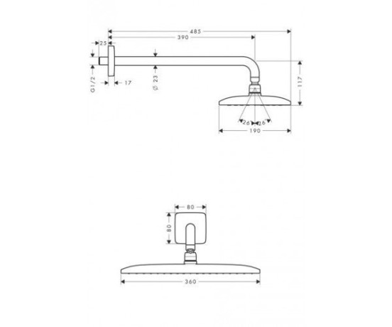 Верхній душ Hansgrohe Raindance (27376000)