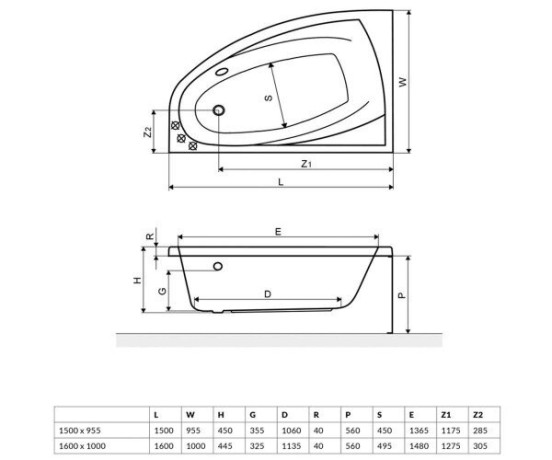 Ванна акрилова Excellent Aquaria Comfort, права, 160x100 (AQP16WH)