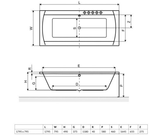 Ванна акрилова Excellent Aquaria Lux, 180x80 (WAEX.AQU18WH)