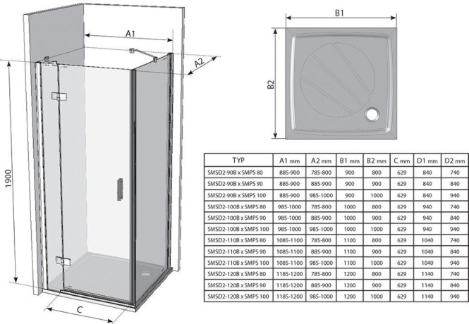 Душова стінка Ravak SmartLine SMPS-100 (9SLA0A00Z1)