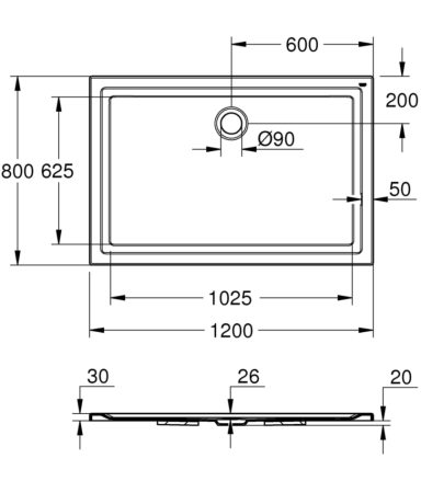 Душевой поддон Grohe, 120x80 (39305000)