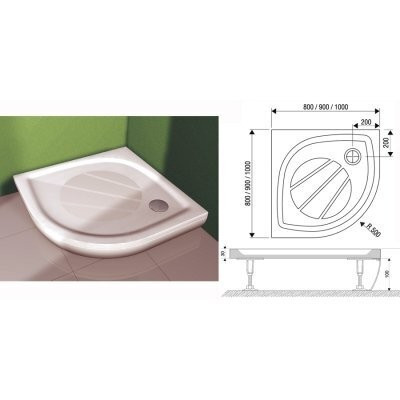 Душовий піддон Ravak Elipso Pro, 80x80 (XA234401010)