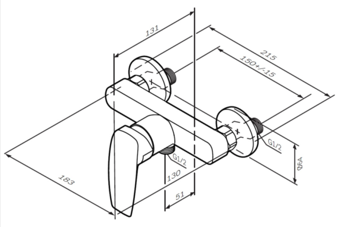 Змішувач для душу AM.PM Tender, одноважільний, хром (F45A20000)