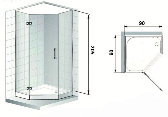 Душова кабіна Eger Stefani, 90x90 (599-535)
