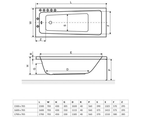Ванна акриловая Excellent Ava, 170x70 (WAEX.AVA17WH)