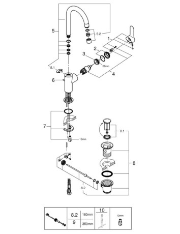 Cмеситель для умывальника Grohe BauEdge, однорычажный, хром (23760000)