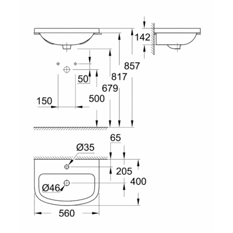 Умывальник врезной Grohe Bau Ceramic, 56 (39422000)
