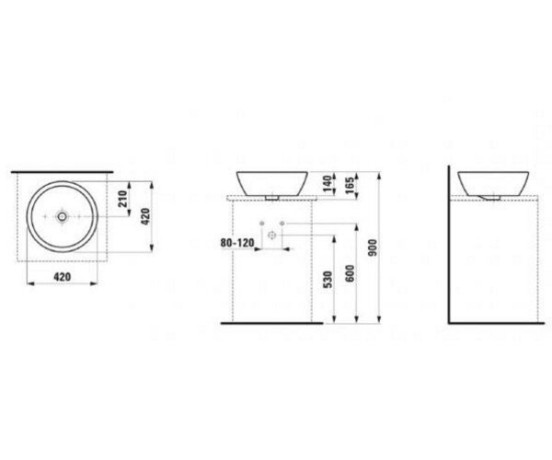 Умивальник накладний Laufen Pro B, 42 (H8129620001091)