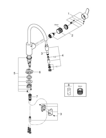 Смеситель для кухни Grohe Eurostyle Cosmopolitan, однорычажный, хром (31126004)