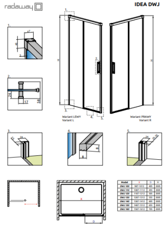Душові двері Radaway Idea Black DWJ 100R, праві (387014-54-01R)