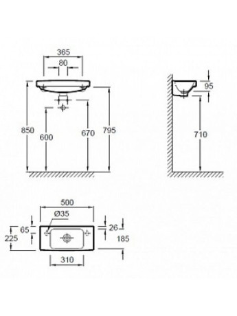 Умивальник підвісний Jacob Delafon Odeon Up, 50 (Е4701R-00)
