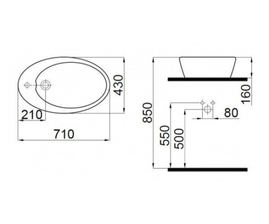Умывальник врезной Idevit Alfa, 43 (3101-0435)