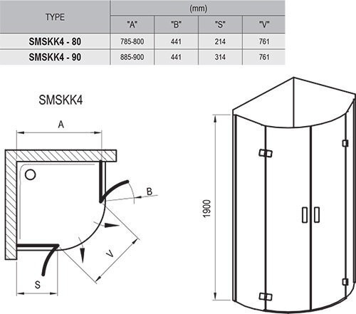 Душова кабіна Ravak SmartLine SMSKK4, 90x90 (3S277A00Y1)