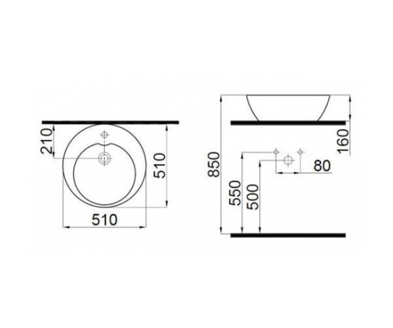 Умивальник врізний Idevit Alfa, 51 (3101-0525)
