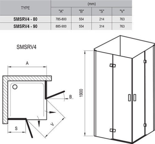 Душевая кабина Ravak SmartLine SMSRV4, 80x80 (1SV44A00Z1)