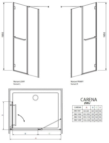Душові двері Radaway Carena DWJ 120R, праві (34332-01-01NR)