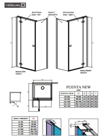 Душова стінка Radaway Fuenta New/Essenza New KDJ S1 80 (384051-01-01)