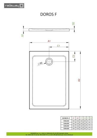 Душевой поддон Radaway Doros Plus F, 100x80 (SDRFP1080-01)