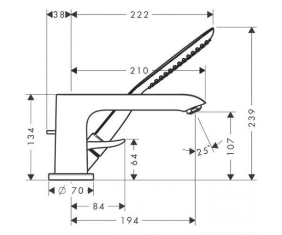 Змішувач для ванни Hansgrohe Metris, одноважільний, хром (31190000)