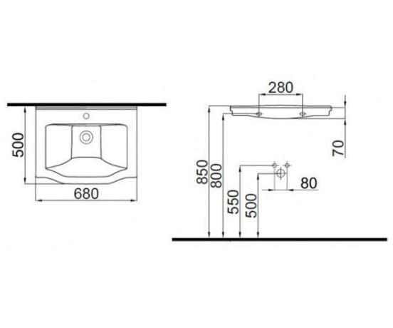 Умывальник врезной Idevit Neo Classic, 68 (3301-0655-0088)