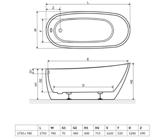 Ванна акрилова Excellent Comfort, 175x78 (WAEX.COM17WB)
