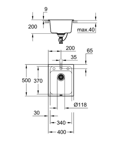 Кухонна мийка гранітна Grohe K700, 50x40, сірий (31650AT0)