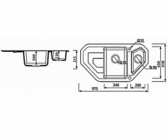 Кухонная мойка гранитная Marmorin Sten, 97x51, бежевый (3856130)