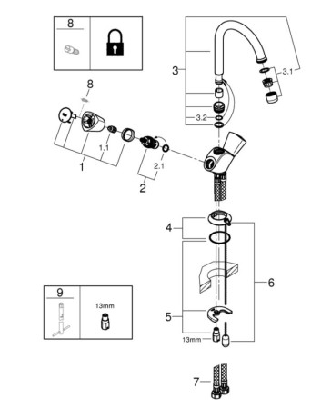 Cмеситель для умывальника Grohe Costa, двухвентильный, хром (21338001)