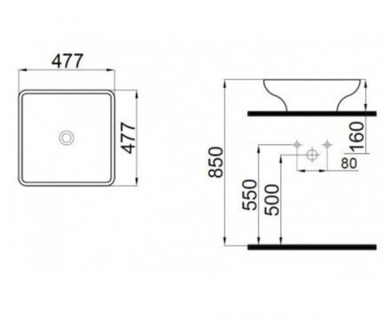 Умывальник врезной Idevit Square, 48 (0101-2486)