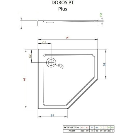 Душовий піддон Radaway Doros PT, 90x90 (SDRPT9090-01)