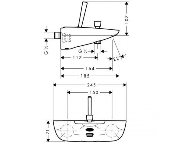 Смеситель для ванны Hansgrohe PuraVida, джойстик, хром (15472000)