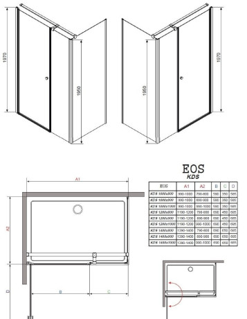 Душова кабіна Radaway Eos KDS, права, 100x90 (37551-01-01NR)
