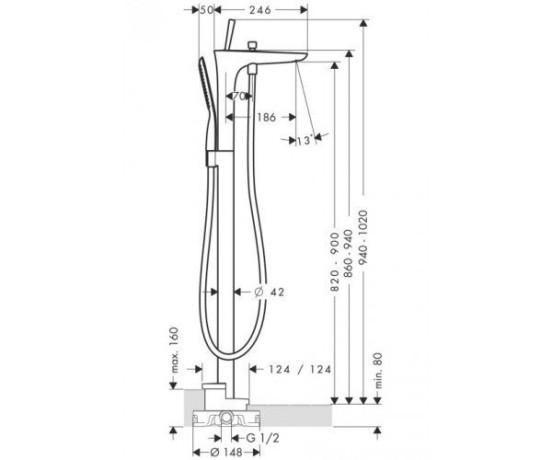 Змішувач для ванни Hansgrohe PuraVida, джойстик, хром (15473000)