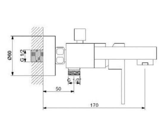 Смеситель для ванны Newarc Cubic, однорычажный, никель (871511N)