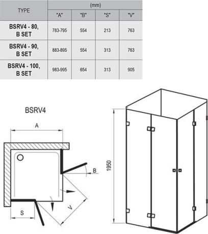 Душова кабіна Ravak Brilliant BSRV4, 100x100 (1UVAAA00Z1)