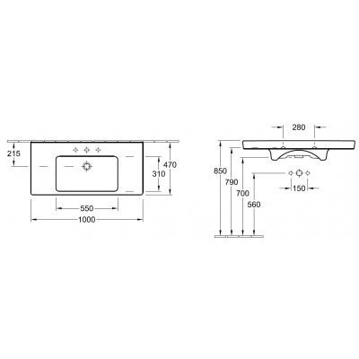 Умивальник підвісний Villeroy&Boch Subway 2.0, 100 (7175A0R3)