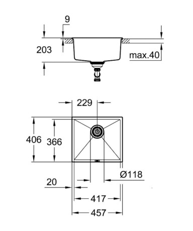 Кухонна мийка гранітна Grohe K700U, 46x41, сірий (31653AT0)
