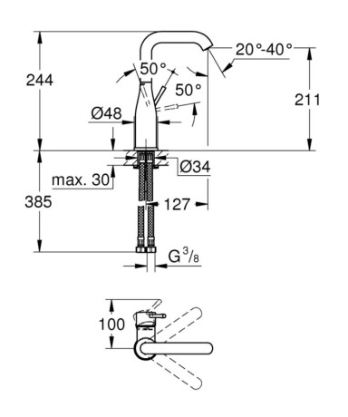 Cмеситель для умывальника Grohe Essence, однорычажный, хром (23541001)