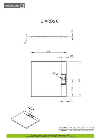 Душовий піддон Radaway Giaros C, 90x90 (MKGC9090-03)