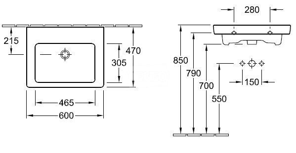 Умивальник підвісний Villeroy&Boch Subway 2.0, 60 (71136H01)