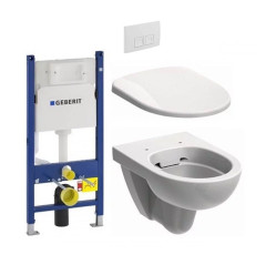 Комплект: Унітаз Kolo Nova Pro Rimfree + Інсталяція Geberit Duofix Delta + Кришка Soft-Close + Клавіша Delta 50 (M33120000+458.126.00.1+M30112000+115.135.11.1)