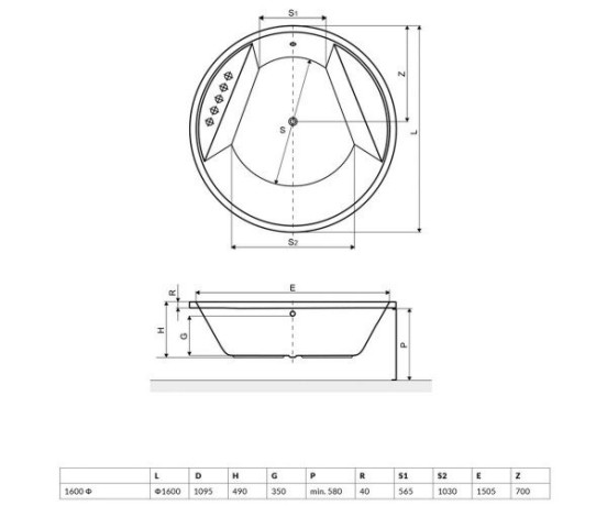 Ванна акрилова Excellent Great Arc, 160x160 (WAEX.GRE16WH)