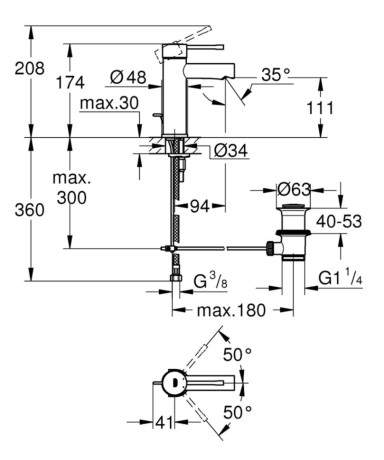 Cмеситель для умывальника Grohe Essence, однорычажный, хром (32898001)