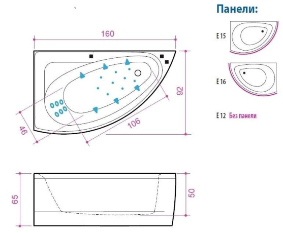 Ванна з гідромасажем Balteco Idea 17, права, 170x100 (IDEA17)