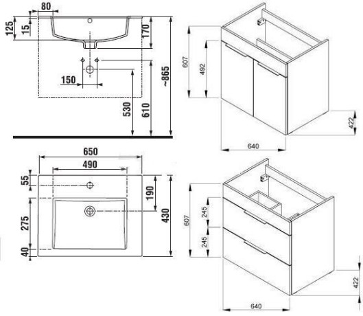 Тумба з умивальником Jika Cube, 65 (H4536021763001)